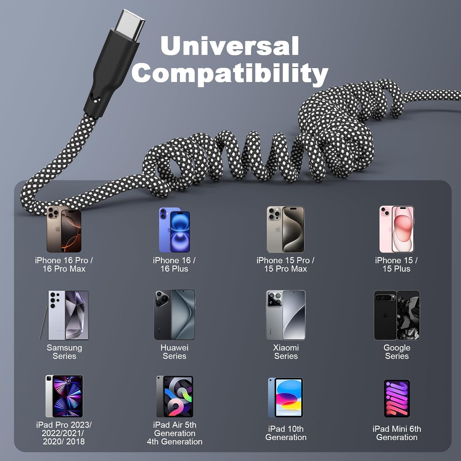 Thumbnail 5 de Eettvekd Coiled USB-C Car Charger 2-Pack
