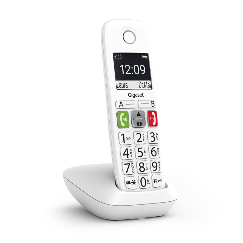 Detalle de Gigaset E290: Teléfono inalámbrico con teclas grandes en blanco
