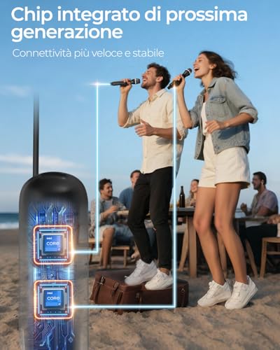 Thumbnail 3 de ALPOWL Microfono Wireless con Portata 200 piedi, Ricevitore Ricaricabile, Autonomia 40 Ore, Ultra‑Stable, Plug‑Play per Canto, Riunioni e Karaoke