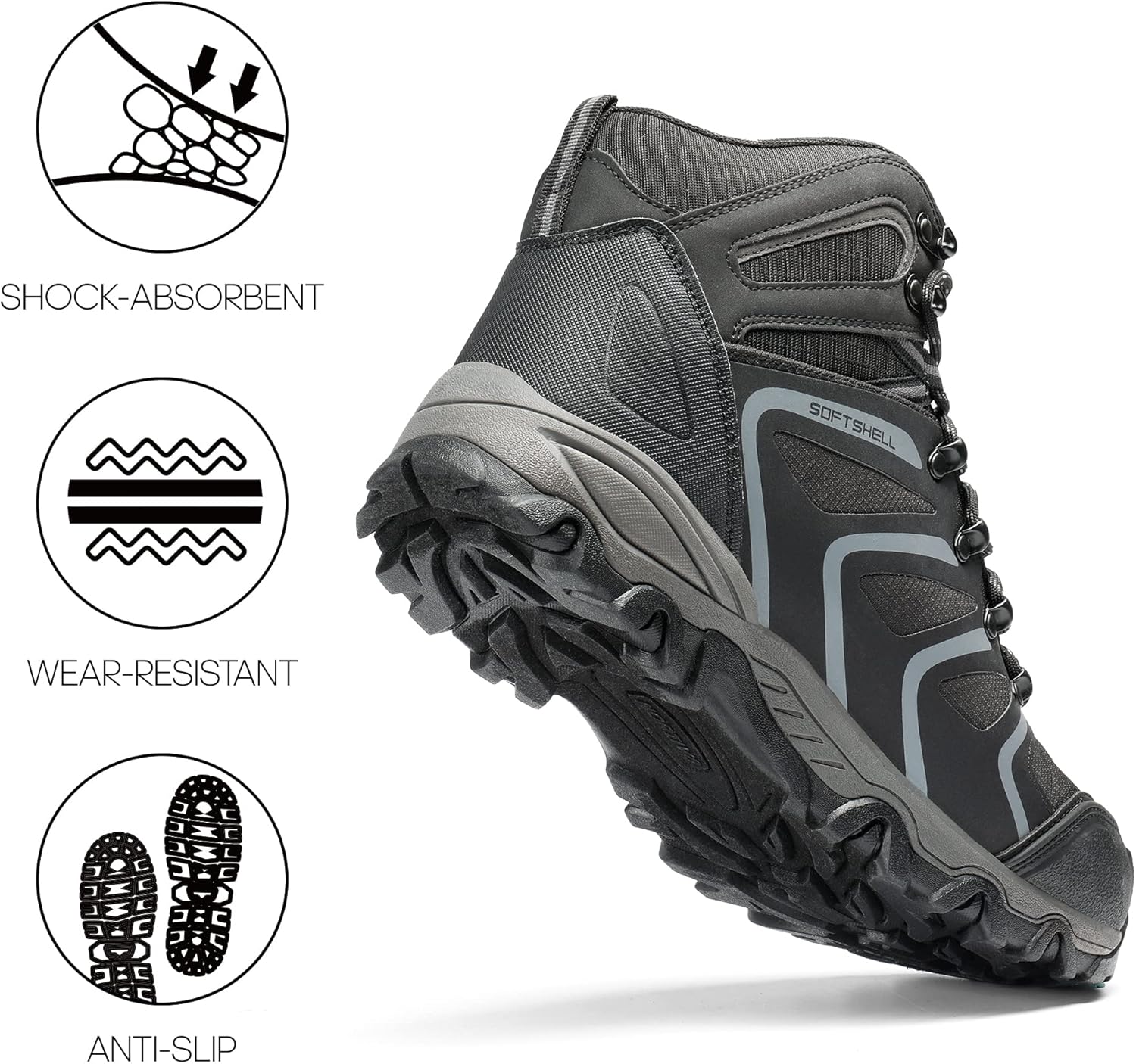 Thumbnail 5 de NORTIV 8 Herren Outdoorschuhe – wasserdichte Trekking-Wanderschuhe mit mittelhohem Schaft und Kletterschutz