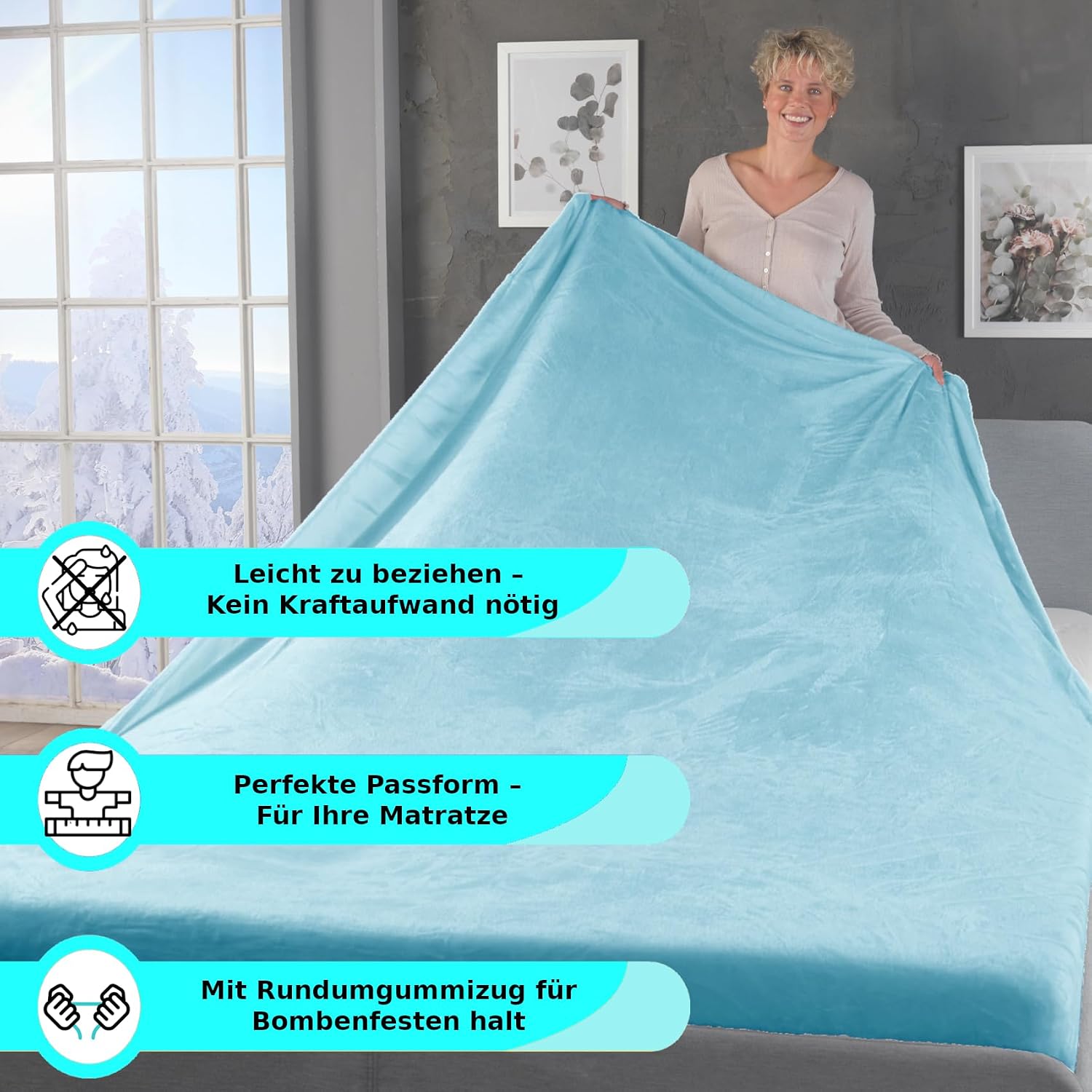 Thumbnail 4 de MALIKA® Premium Spannbettlaken 90-100×200 cm