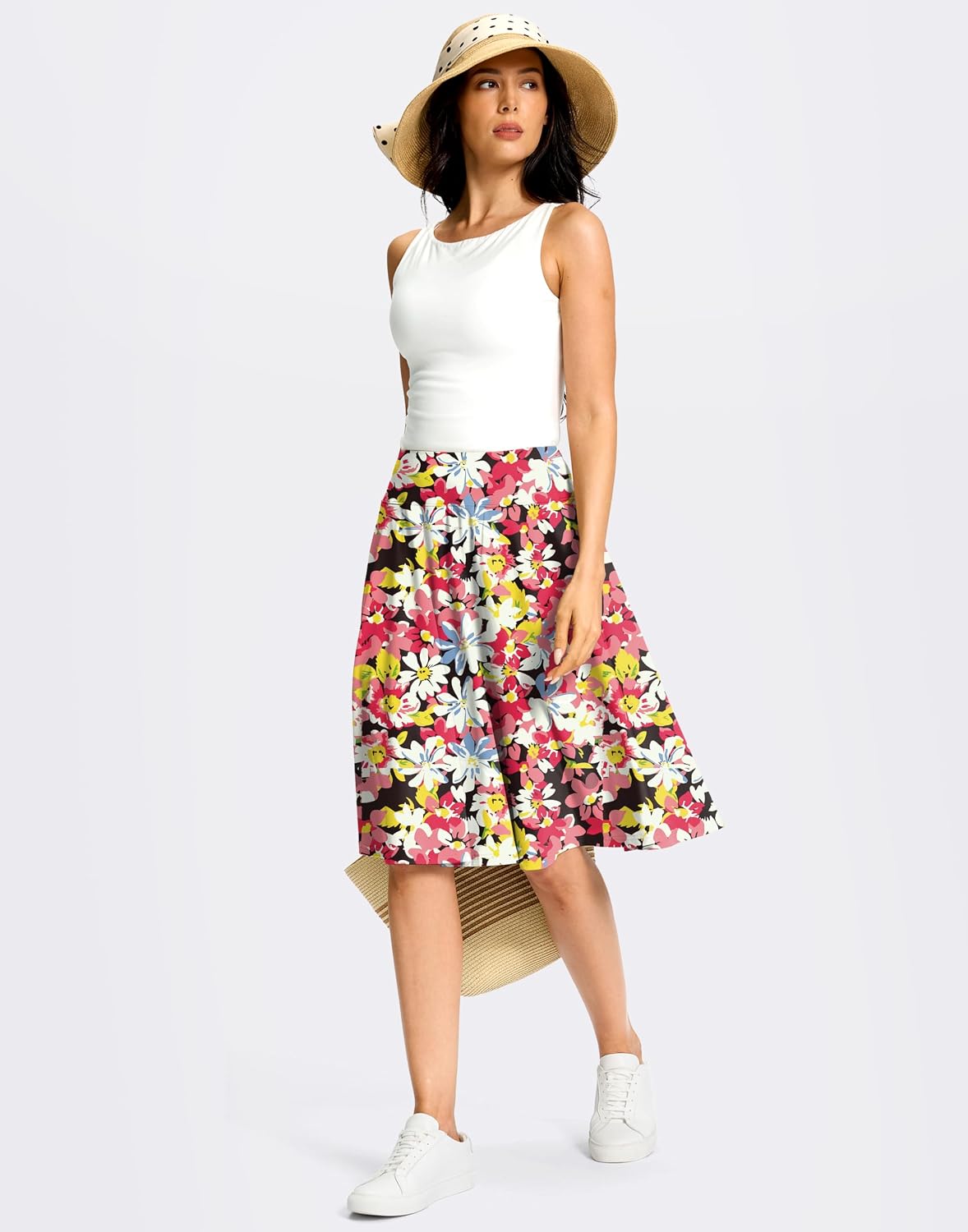 Detalle 2 de Viodia 24" Knee Length Long Skorts for Women: Dressy Casual, Modest Travel Skirt with Pockets