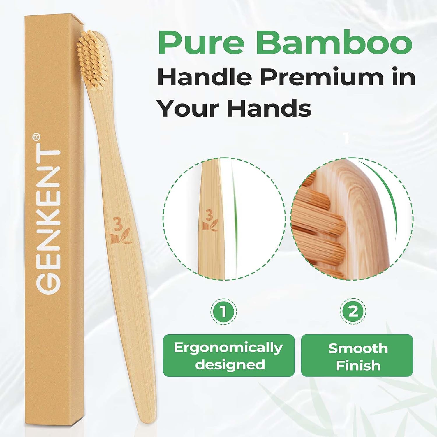 Thumbnail 4 de GENKENT Bamboo Toothbrushes 12 Pack 🪥