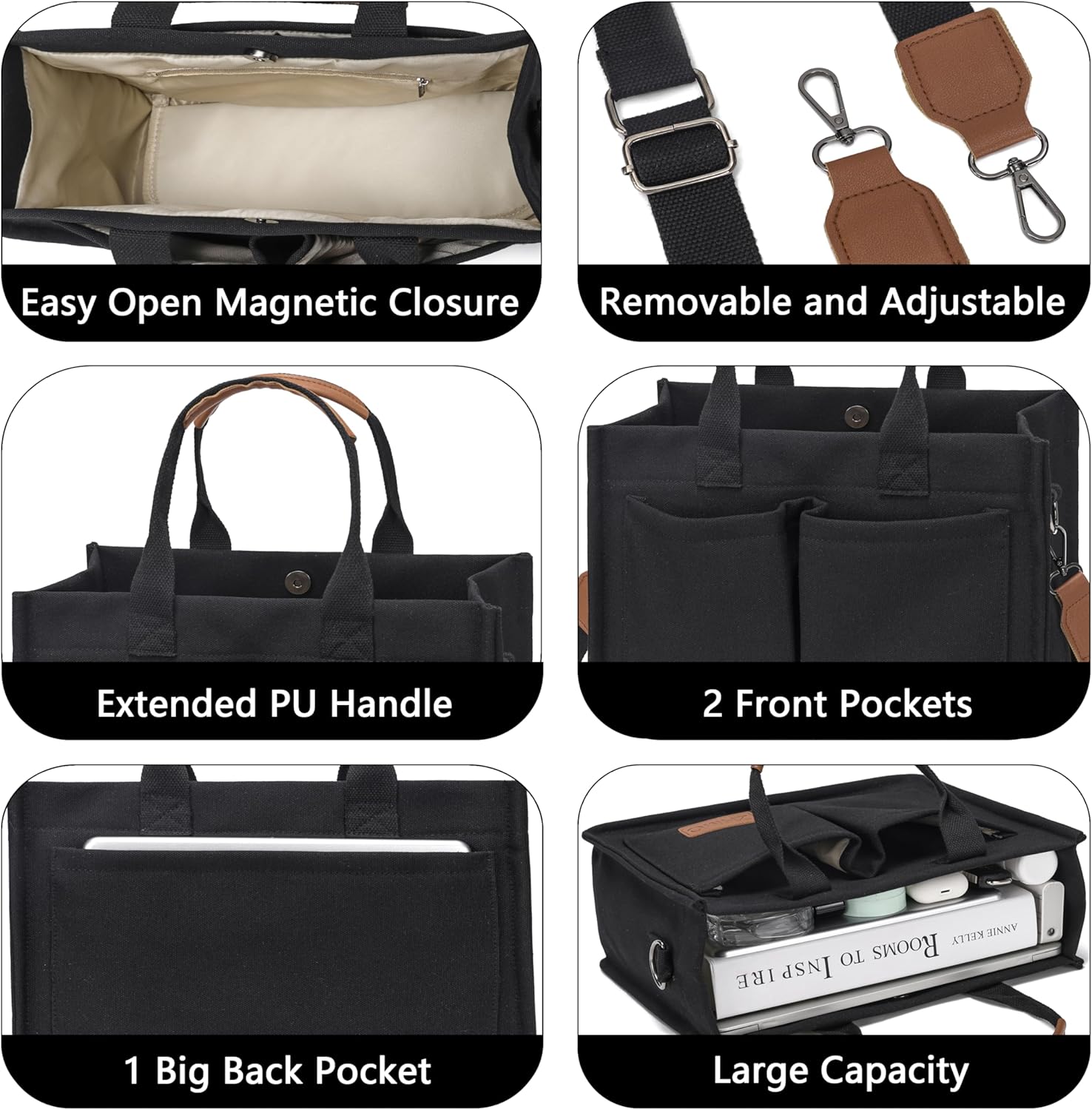 Thumbnail 4 de ZHMO Canvas Tote Bag Large laptop tote