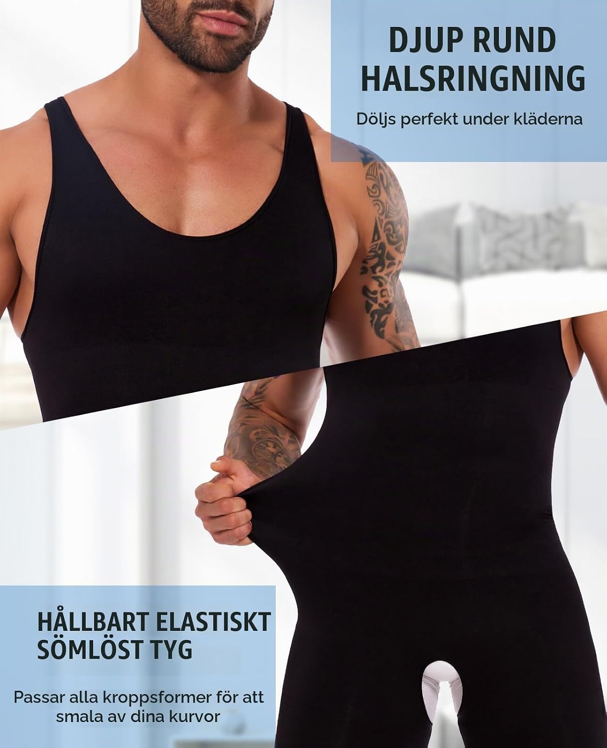 Detalle 1 de SLIMBELLE sömlös shapingbody för män med fyrvägsstretch och magkontroll