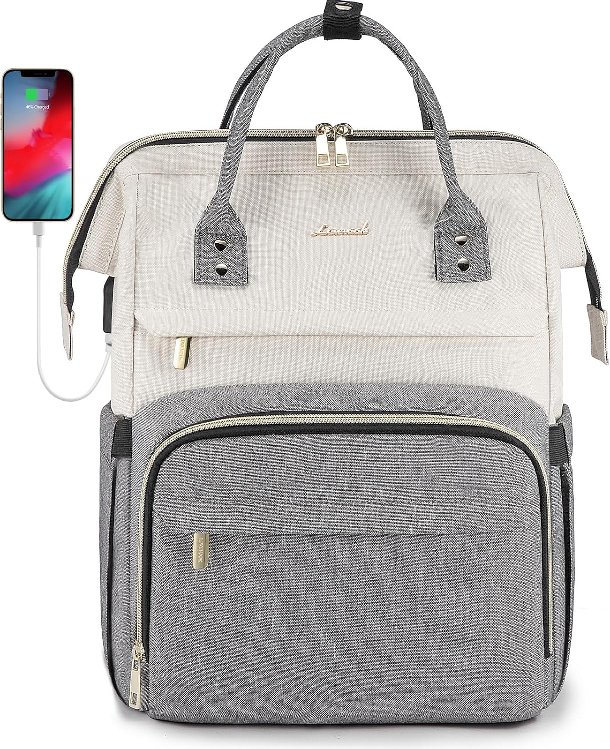 Detalle de LOVEVOOK Laptop Backpack Women 17 inch – Beige/Grey