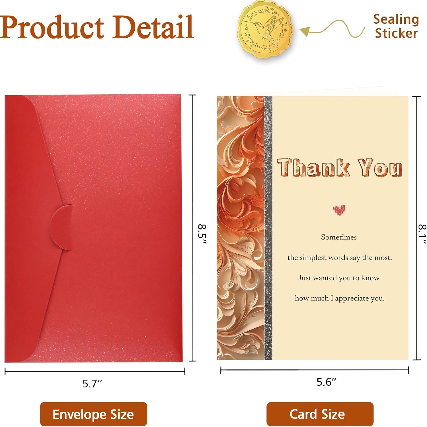 Thumbnail 3 de TzenvoGift 2-Pack Thank You Cards, Blank Inside, 300gsm Recycled Card Stock