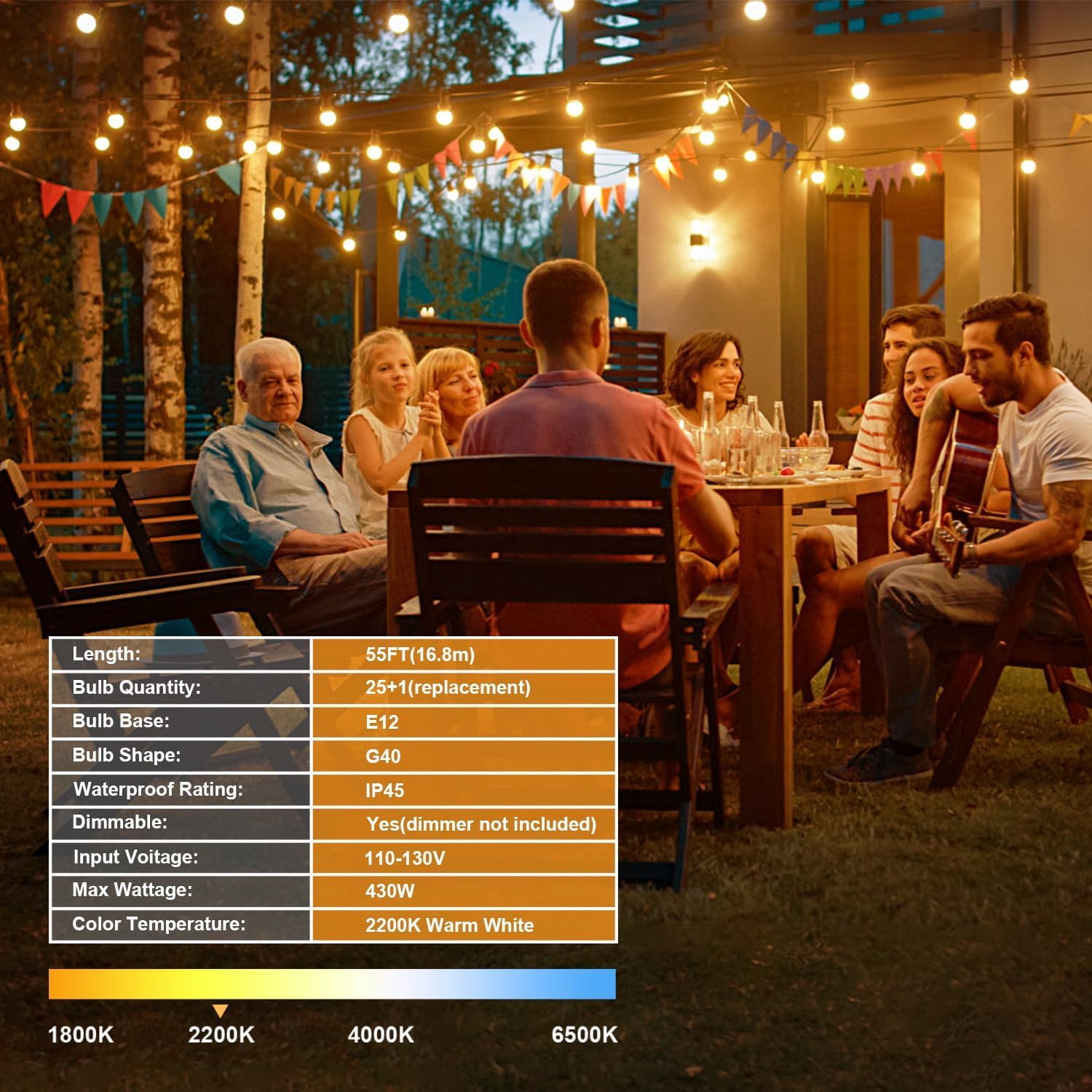 Thumbnail 6 de OHLUX GLS-20J2P-E17-G40- 55 ft G40 LED Outdoor String Lights