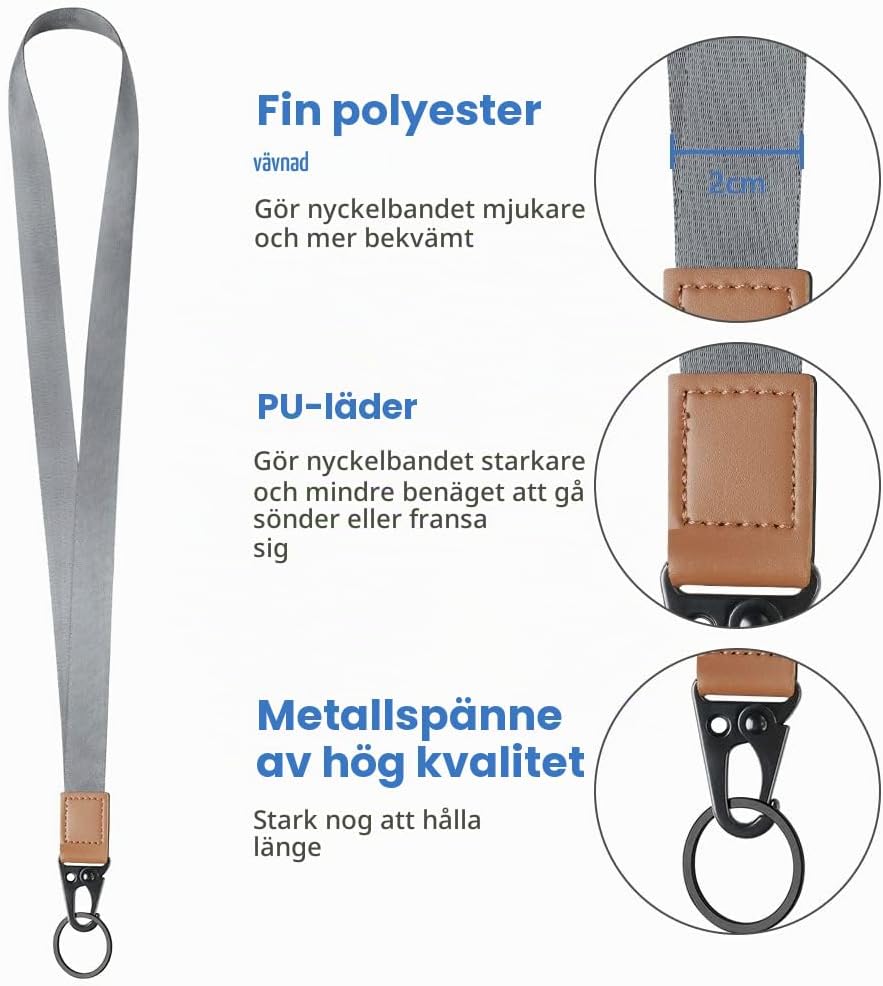 Detalle de Vicloon nyckelband med avtagbar telefonklämma, 2-pack i polyester