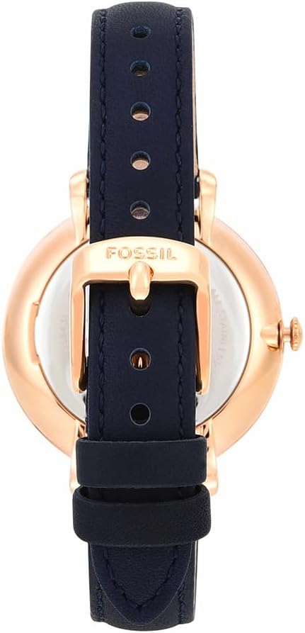 Detalle de Fossil Jacqueline Damenarmbanduhr – Quarz, 36 mm Gehäuse, blaues Lederband
