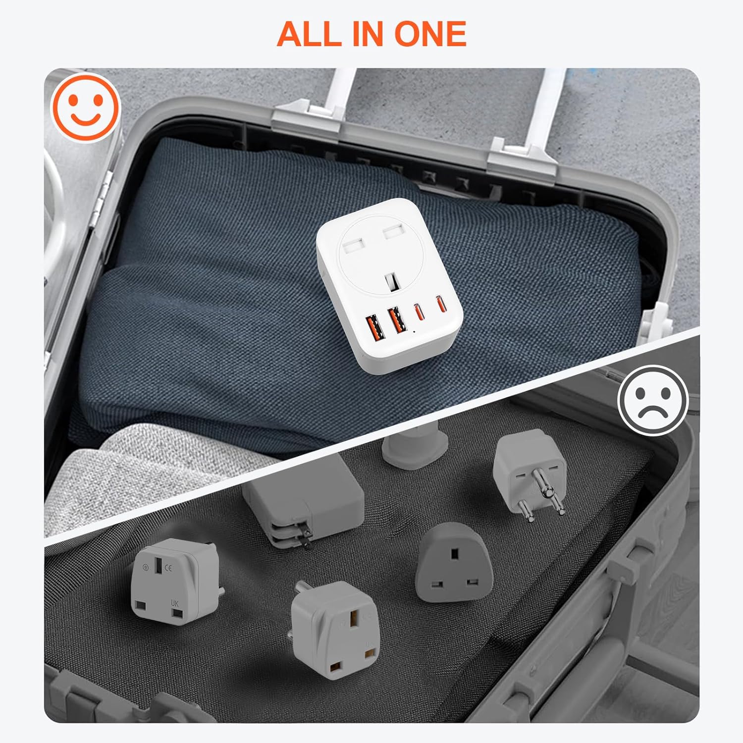 Thumbnail 5 de Omivine 5-in-1 UK to South Africa Type M travel plug adapter with USB-C and USB-A