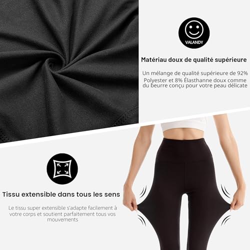 Detalle 2 de SINOPHANT Legging 3/4 Femme – Pantalon de sport taille haute, gris, L-XL