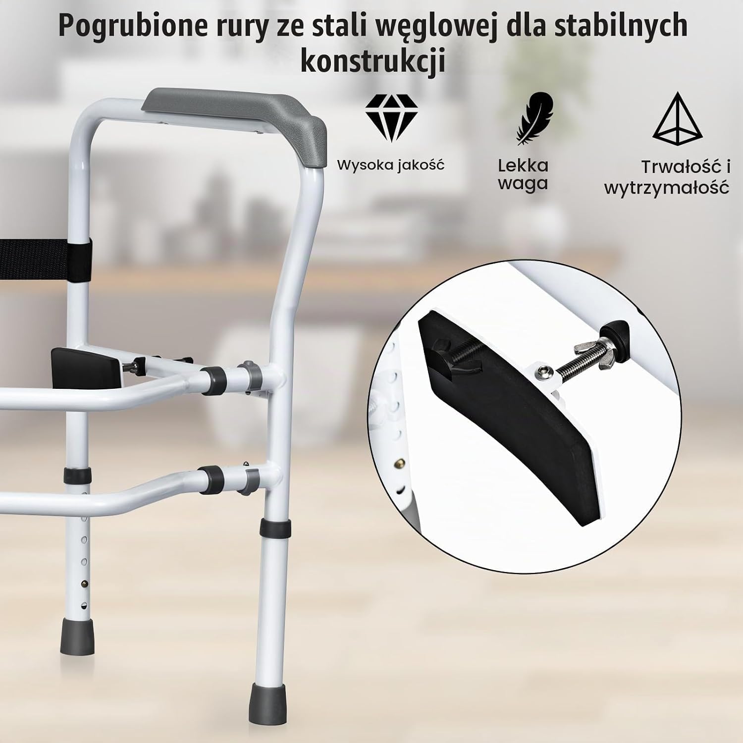 Detalle de FANTASK regulowana podpórka do WC z podłokietnikami, bez wiercenia