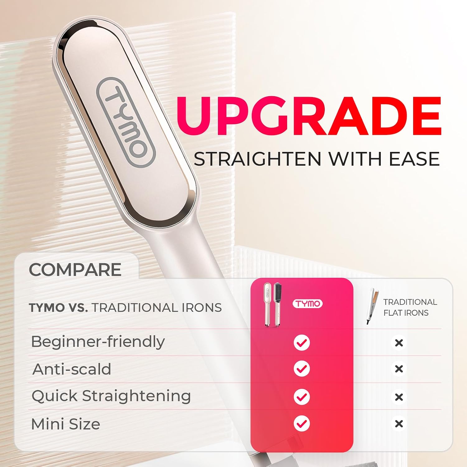 Thumbnail 2 de TYMO Hair Straightener Brush UK: 2-in-1 Flat Iron and Brush in Gold