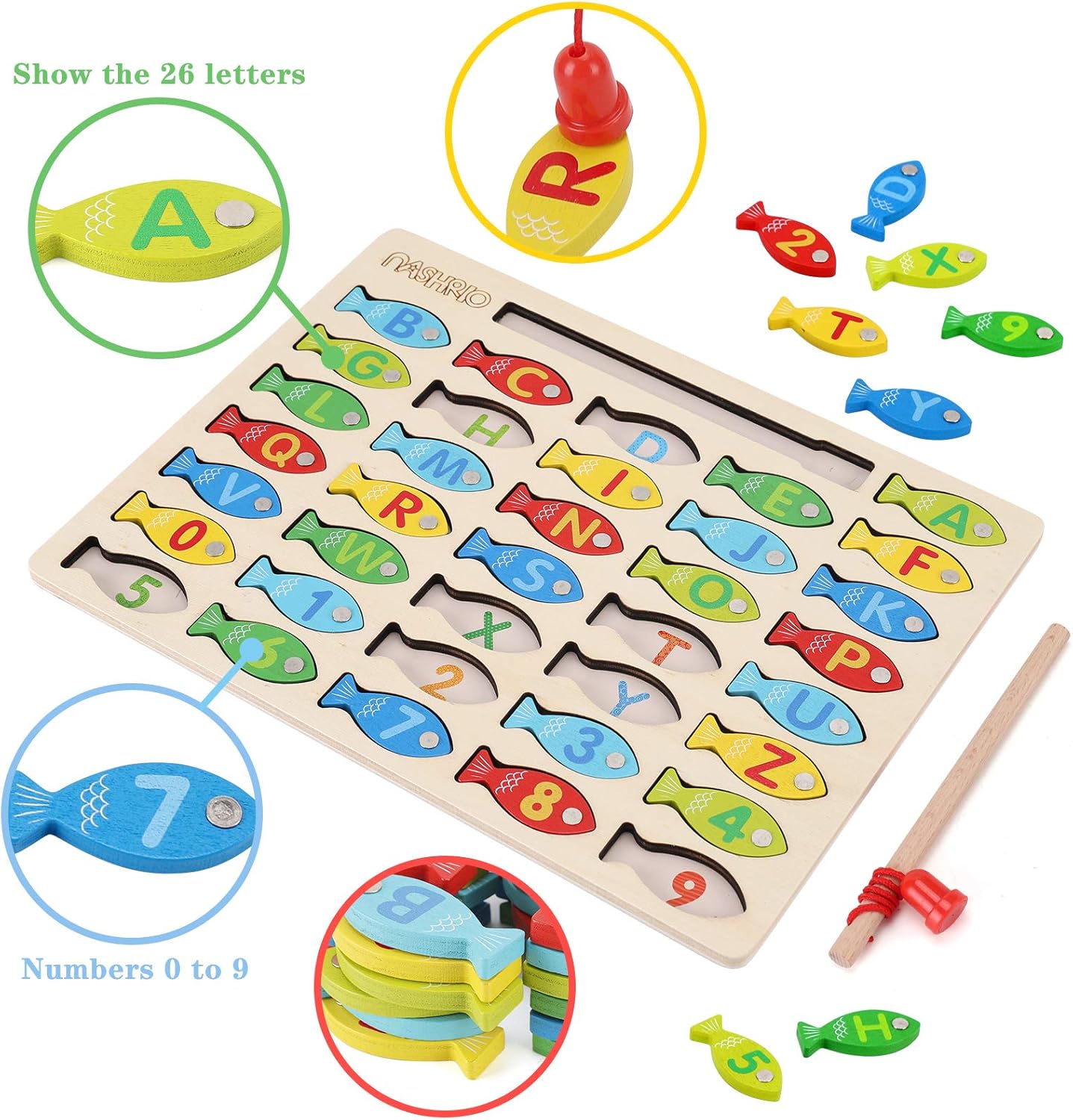 Detalle 2 de Magnetic Wooden Fishing Game 3+ 🎣