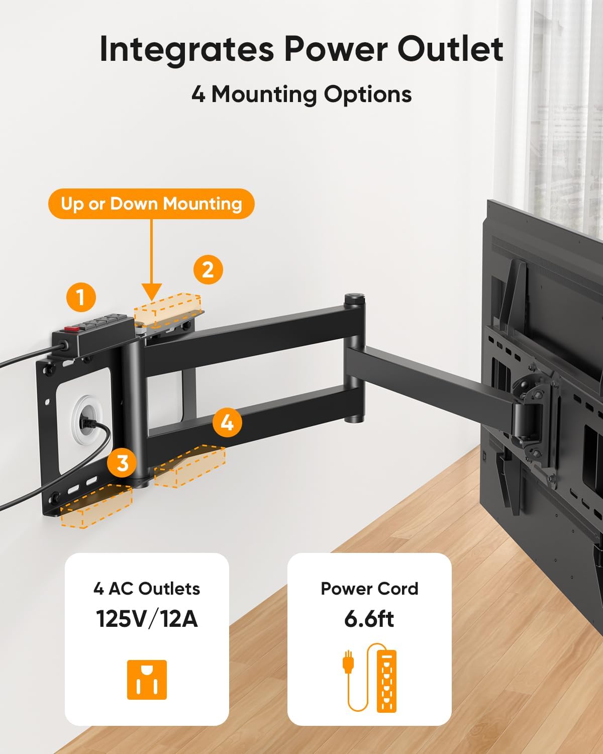 Detalle de FORGING MOUNT Long Arm TV Wall Mount for 42-80 inch TVs with 43" Extension