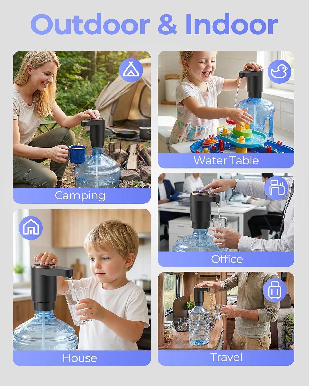 Detalle de Cozycharm Z02 Water Jug Pump, USB-C Rechargeable, Dual Motors
