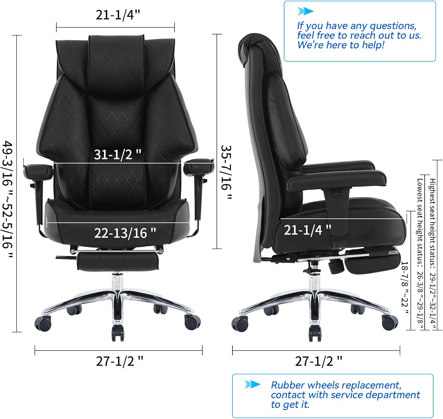 Detalle 2 de EXCEBET Big and Tall Office Chair 400lbs 💺