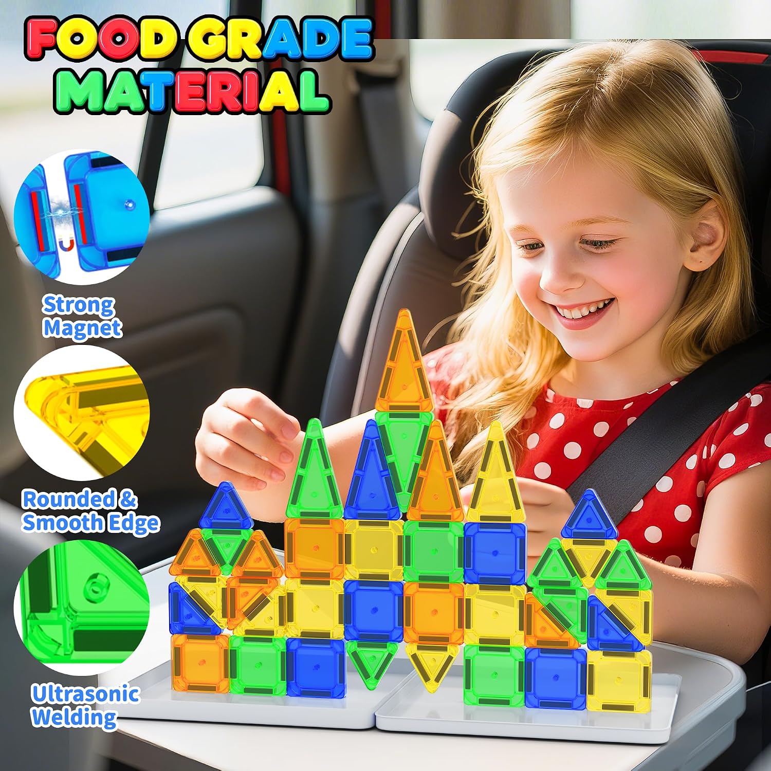 Detalle de 42pc magnetic tiles travel set