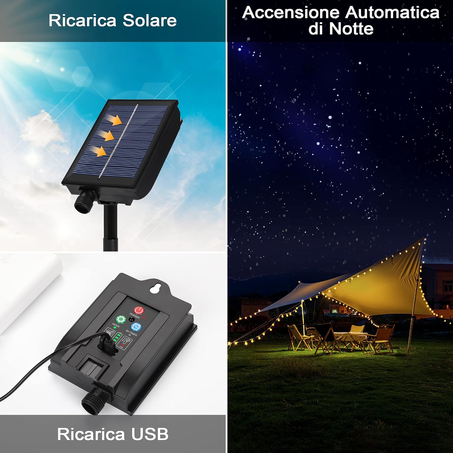 Thumbnail 1 de SENMI Catena luminosa esterno solare con 60 LED, 11,5 m e telecomando (8 modalità, IP65)