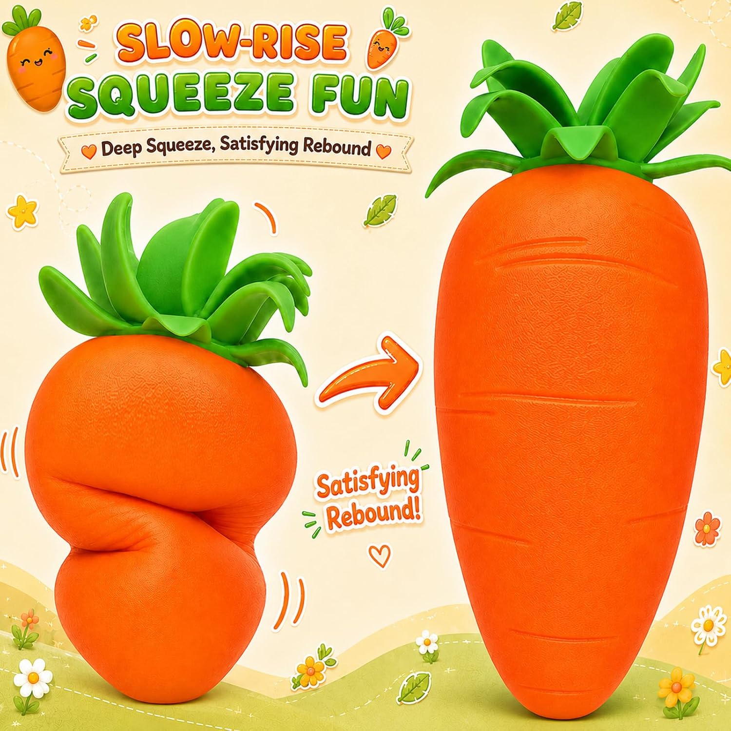 Detalle de TNOIE mianfen-shucai 10-Inch Jumbo Carrot Squishy Fidget Toy
