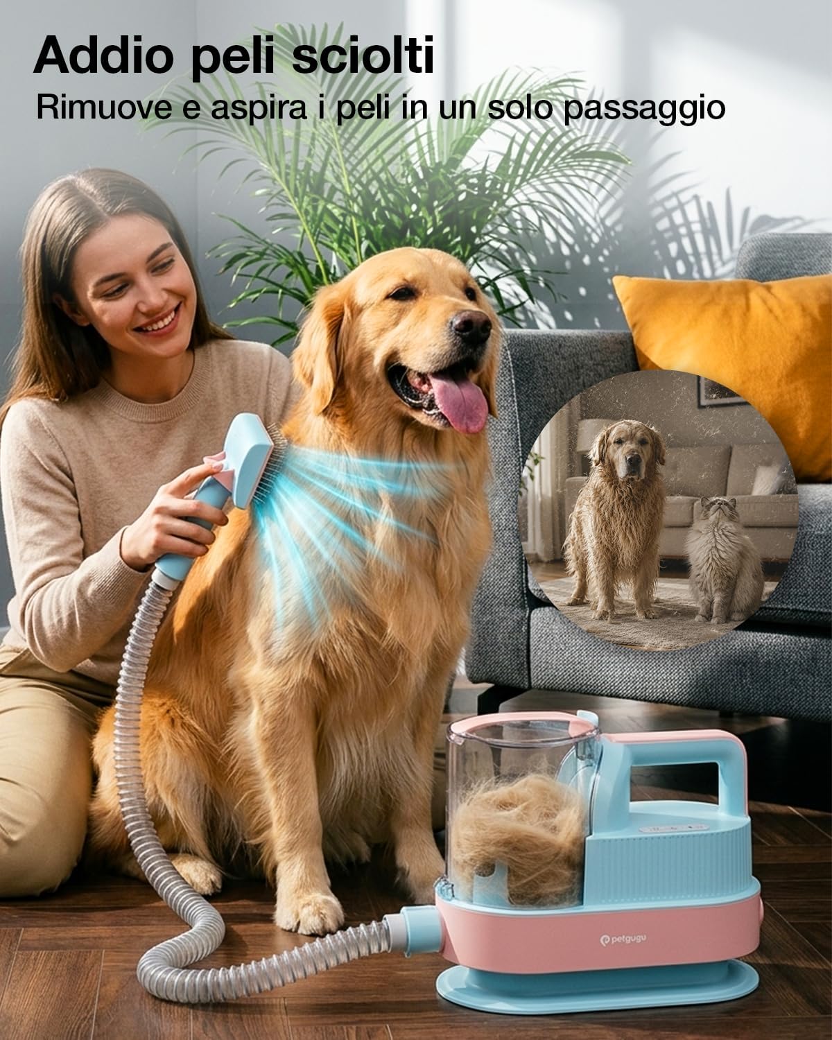 Thumbnail 3 de PETGUGU M1 Pro Tosatrice 7 in 1: aspirapeliere, asciugacapelli e accessori per toelettatura cani e gatti a pelo lungo