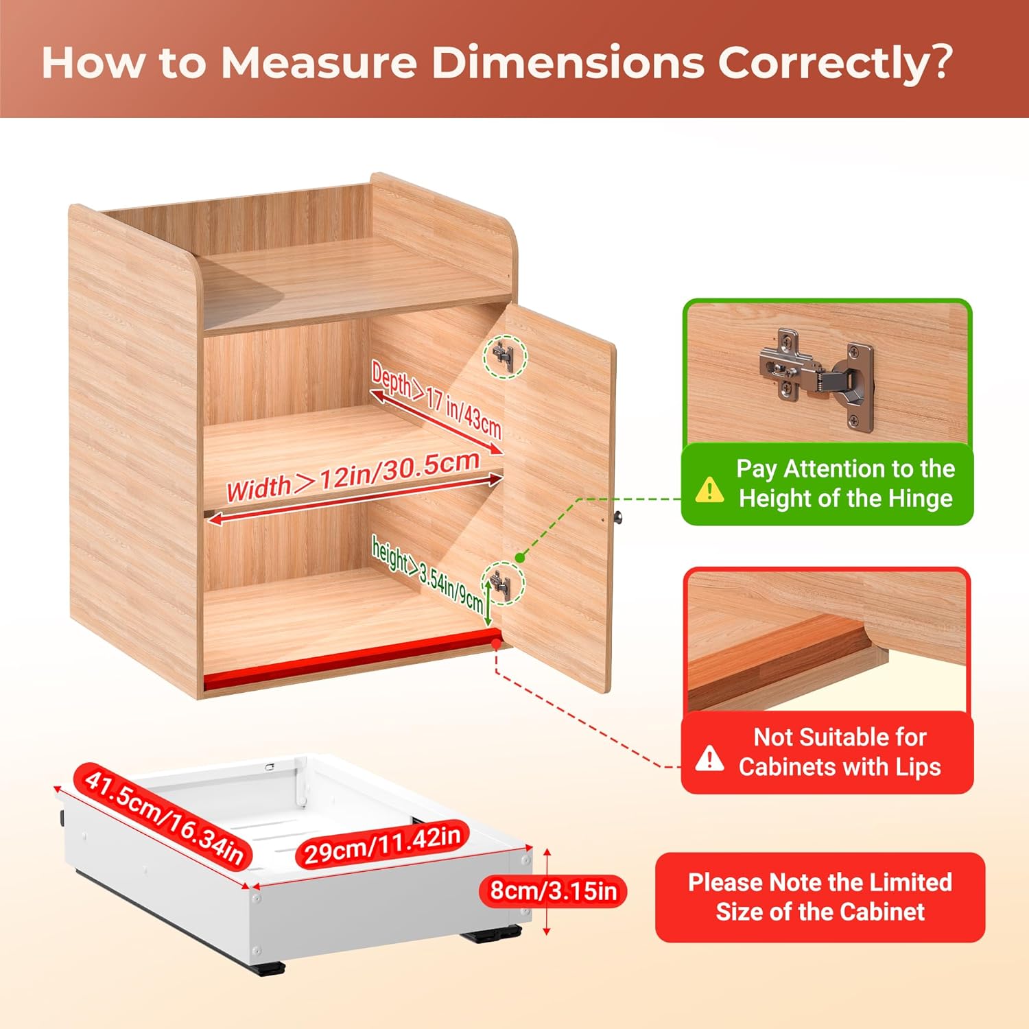 Thumbnail 1 de Makfoner 2 Pcs Pull Out Cabinet Organizers with Adjustable Width and Depth (12"-19" x 17"-23"), 3 Slides, Adhesive/Screw Install, No-Drill, For Kitchen & Bath