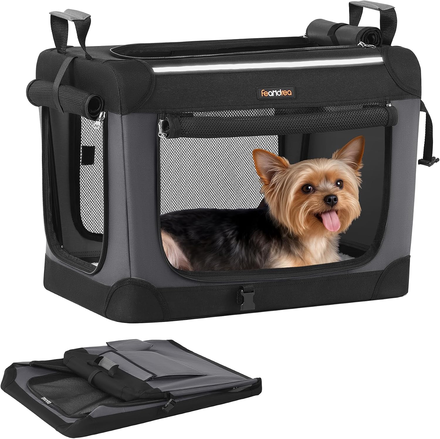 Thumbnail 6 de Feandrea faltbare Hundebox 106,7 cm – Transportbox aus Stahlrahmen, Oxford-Gewebe