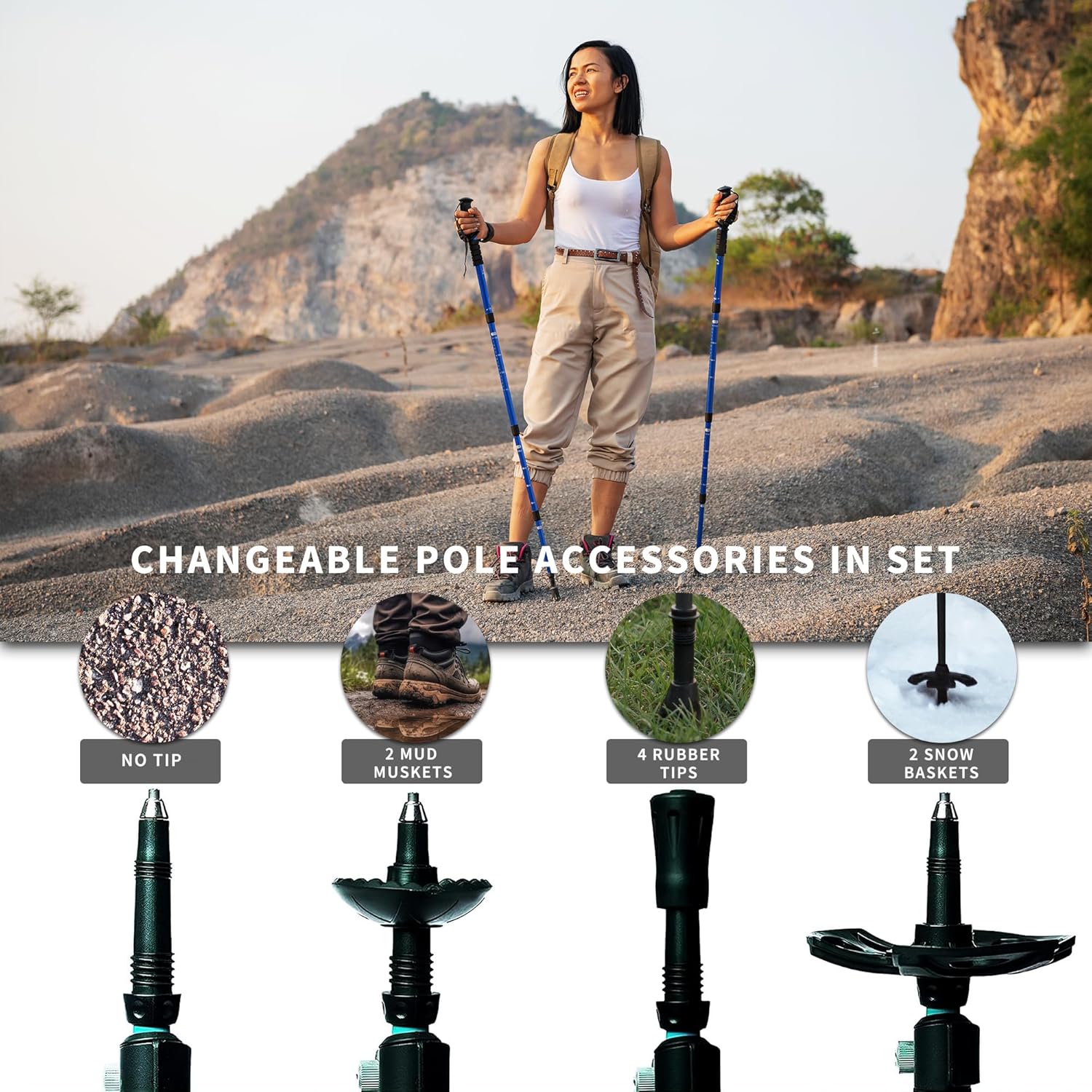 Thumbnail 5 de SOKANA Walking Poles 2-Pack Folding Walking Sticks with Quick Lock System, Lightweight Trekking Poles