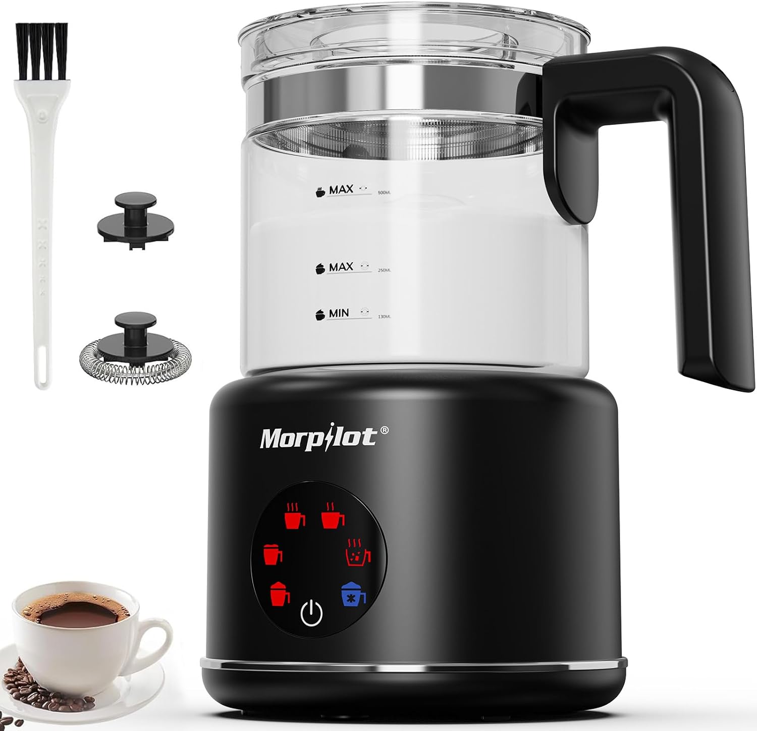 Detalle de Morpilot HS010-G Glass Milk Frother, 500 ml, Six Functions