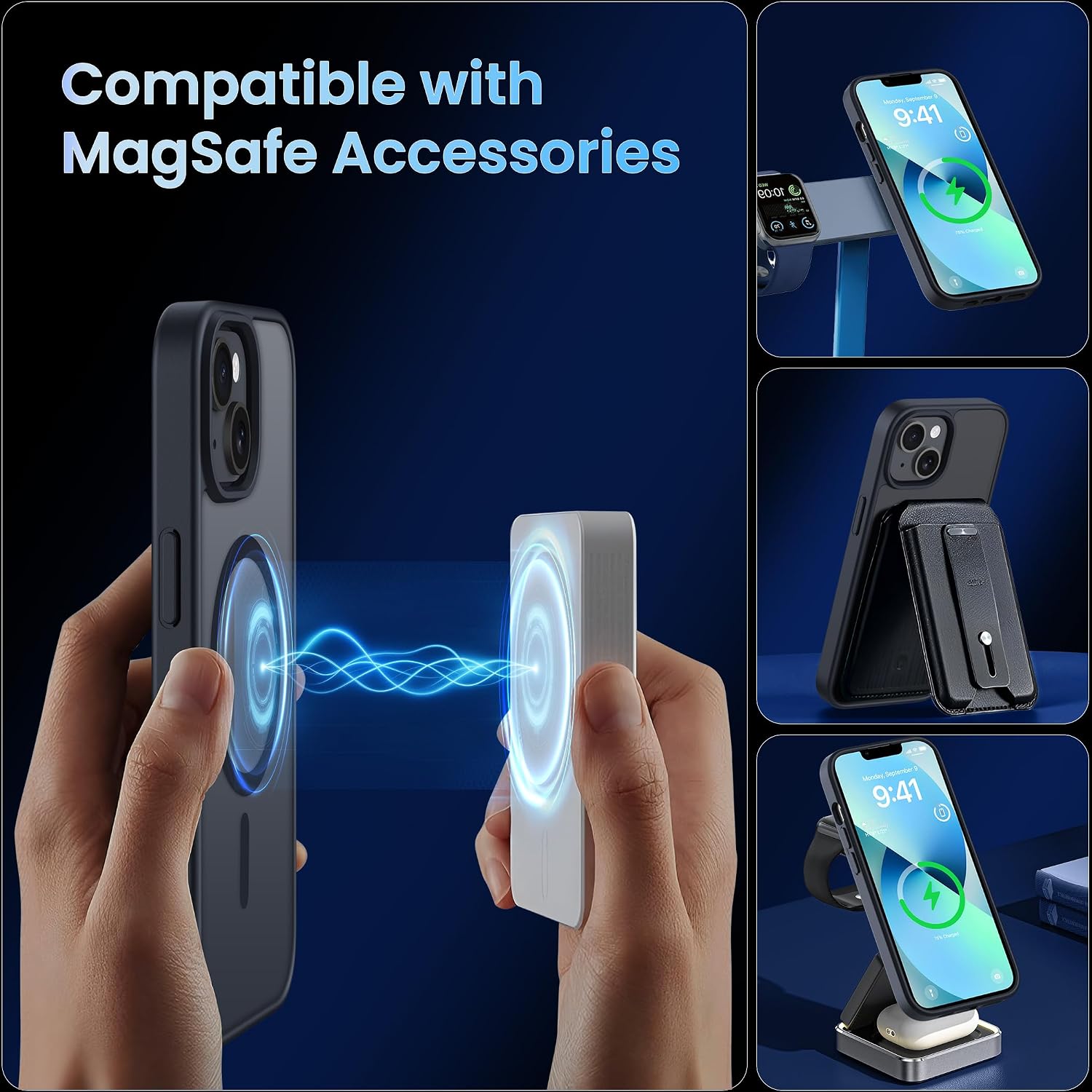 Detalle 2 de CACOE Schutzhülle für iPhone 13/14 mit Kameraschutz, MagSafe-kompatibel (transluzente, matte Rückseite)