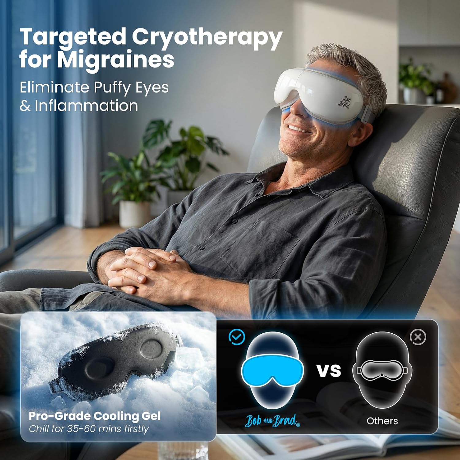 Detalle 2 de Bob and Brad EyeOasis 3 Heated Massage Eye Mask with Heat & Cooling Gel Mask and Music