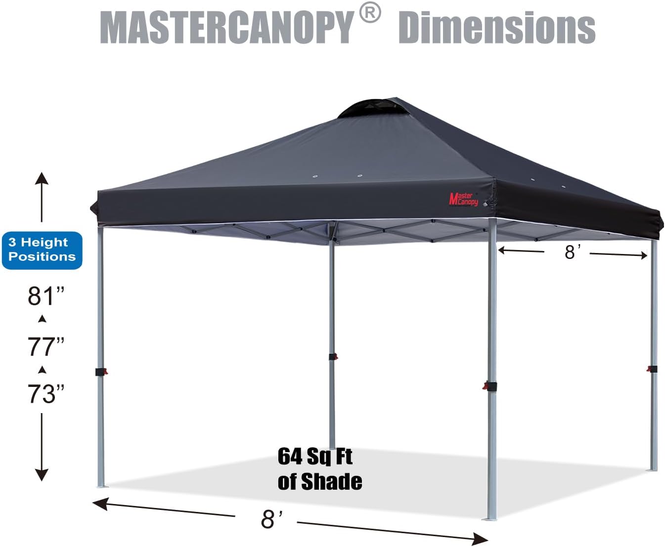 Thumbnail 1 de MasterCanopy 2,5 × 2,5 m Pop-up Pavillon – Faltpavillon mit Entlüftung, Schwarz