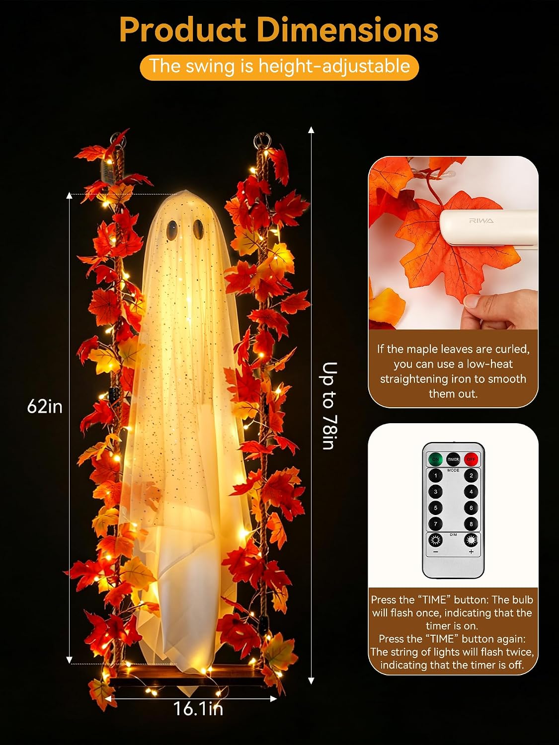 Thumbnail 2 de AYGXU Halloween Ghost Decoration, 5.3 ft