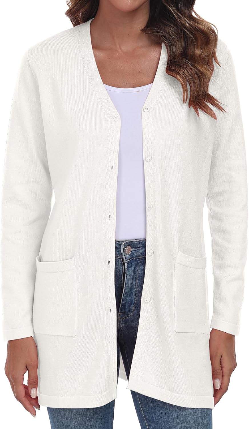 Thumbnail 1 de YUNDAI Women's Open Front Lightweight Cardigan with Pockets