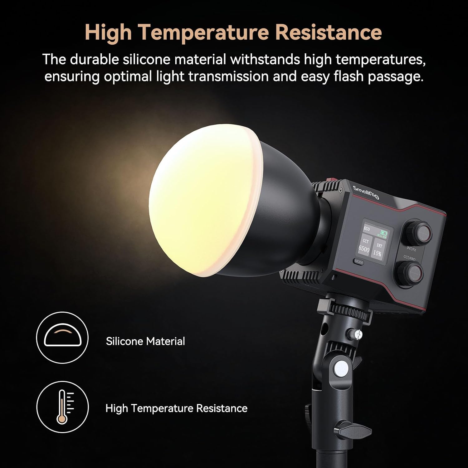 Detalle de Diffuseur en Silicone SMALLRIG 4529 pour RC 60B COB – diffusion douce pour LED vidéo