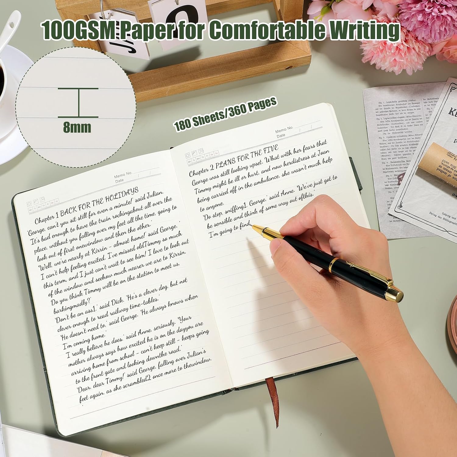 Thumbnail 4 de A5 leather journal with 360 pages