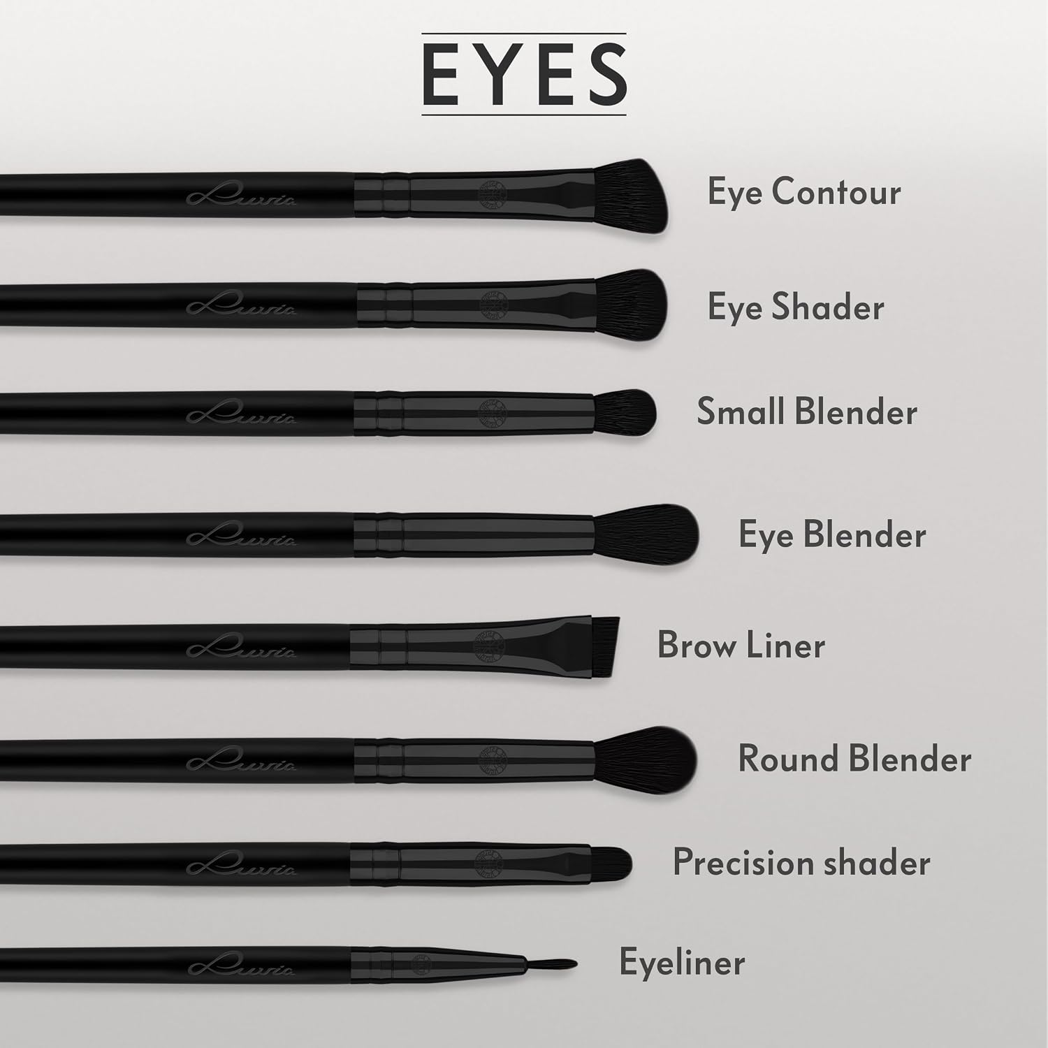 Detalle de Make-up Pinselset 15-teilig vegan von Luvia Cosmetics – 12 Profi-Pinsel, Blender, Reinigungsmatte und veganem Leder‑Etui