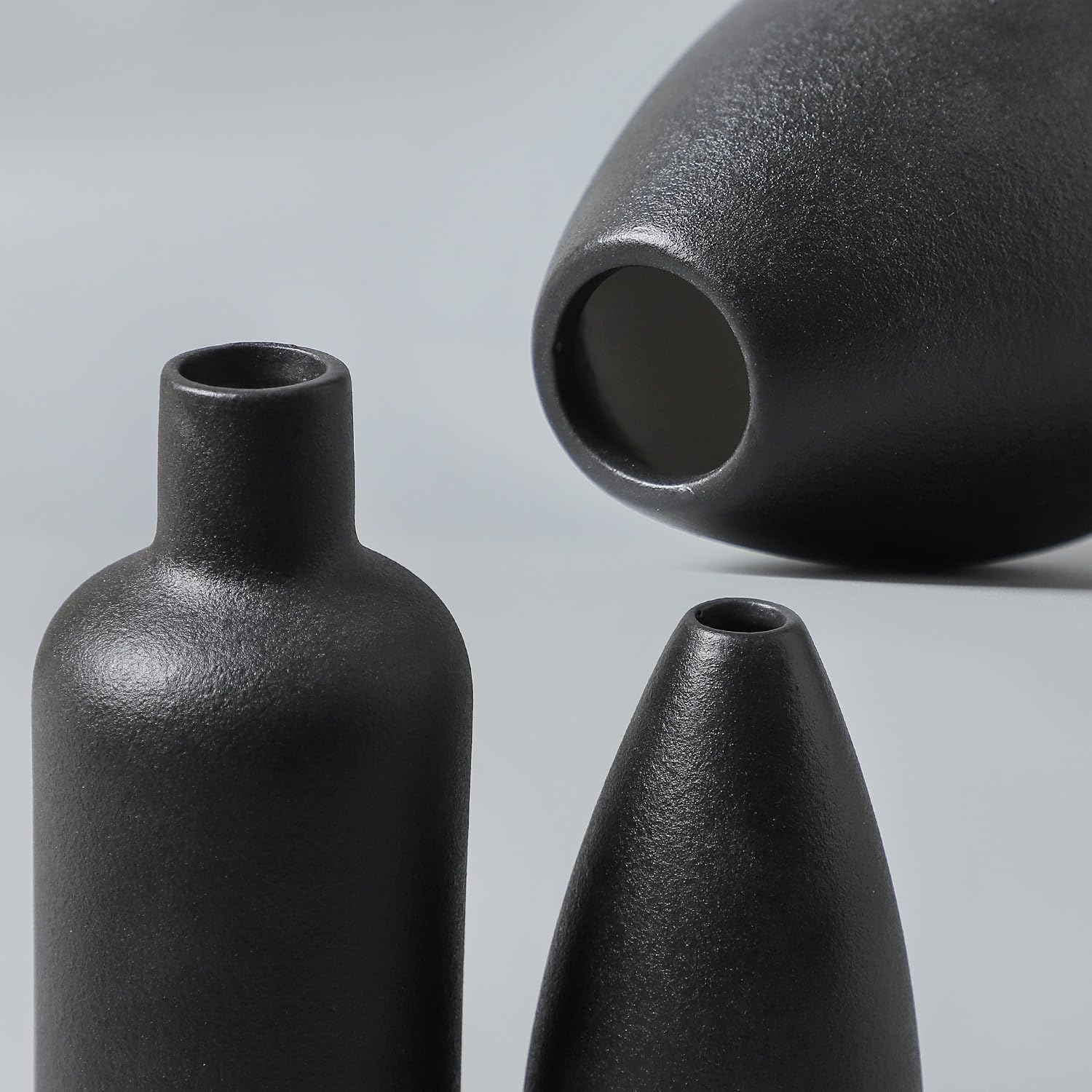 Thumbnail 3 de Set de 4 petits vases en céramique blanche CEMABT (style minimaliste, texture givrée)