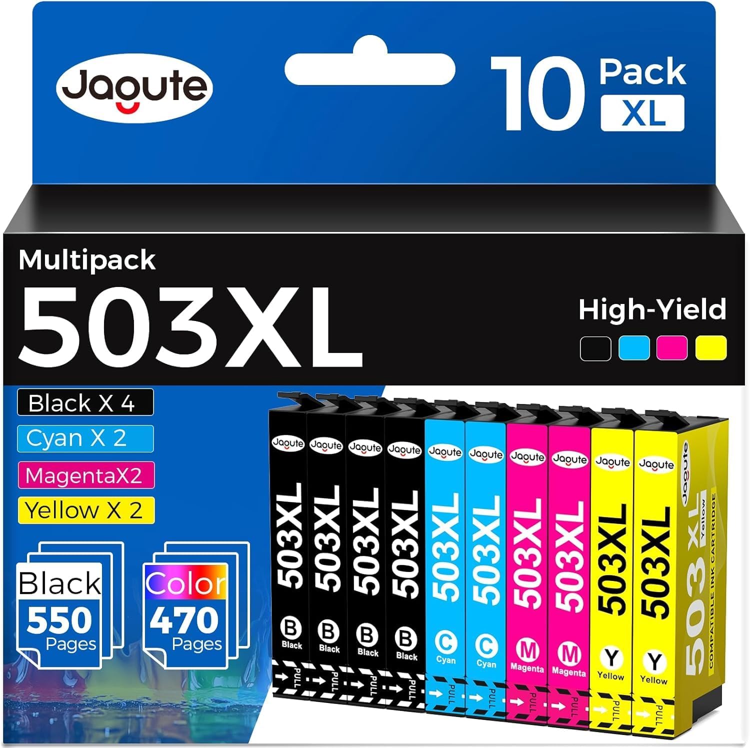 Jagute 10 Pacchetti Cartucce 503XL compatibili con Epson: kit multipack per XP-5200/XP-5205 e WF-2960/WF-2965