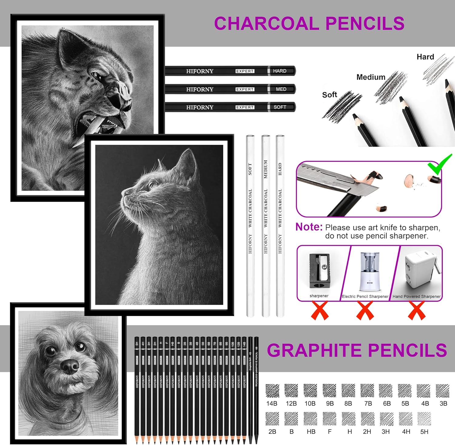 Thumbnail 4 de HIFORNY Lot de 60 crayons de dessin ✏️