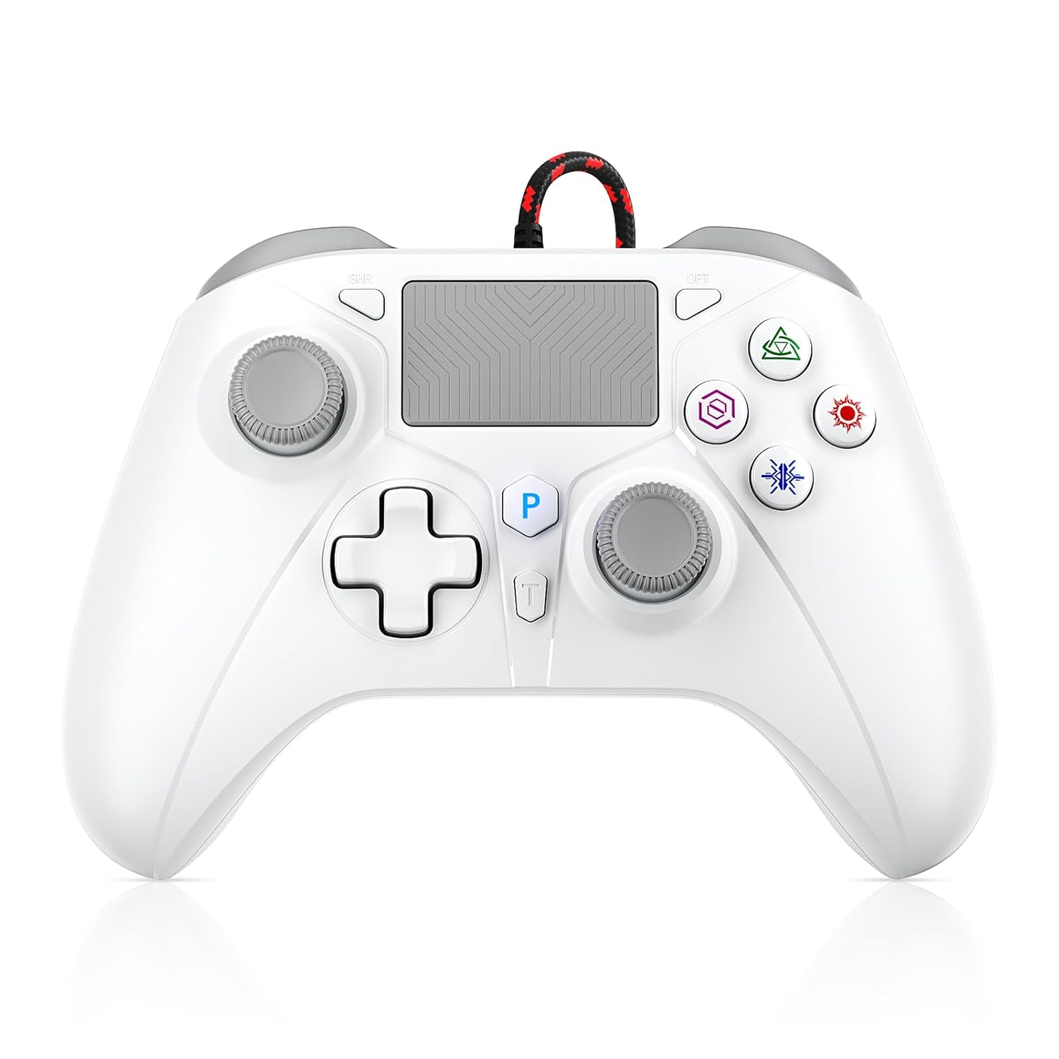 Detalle de GGiking Wired Controller für PS5/Pro/Slim/PS4/PC – kabelgebundener Gamepad mit Macro, Dual Vibration, 6-Achsen-Sensor, Touchpad und Turbo-Funktion