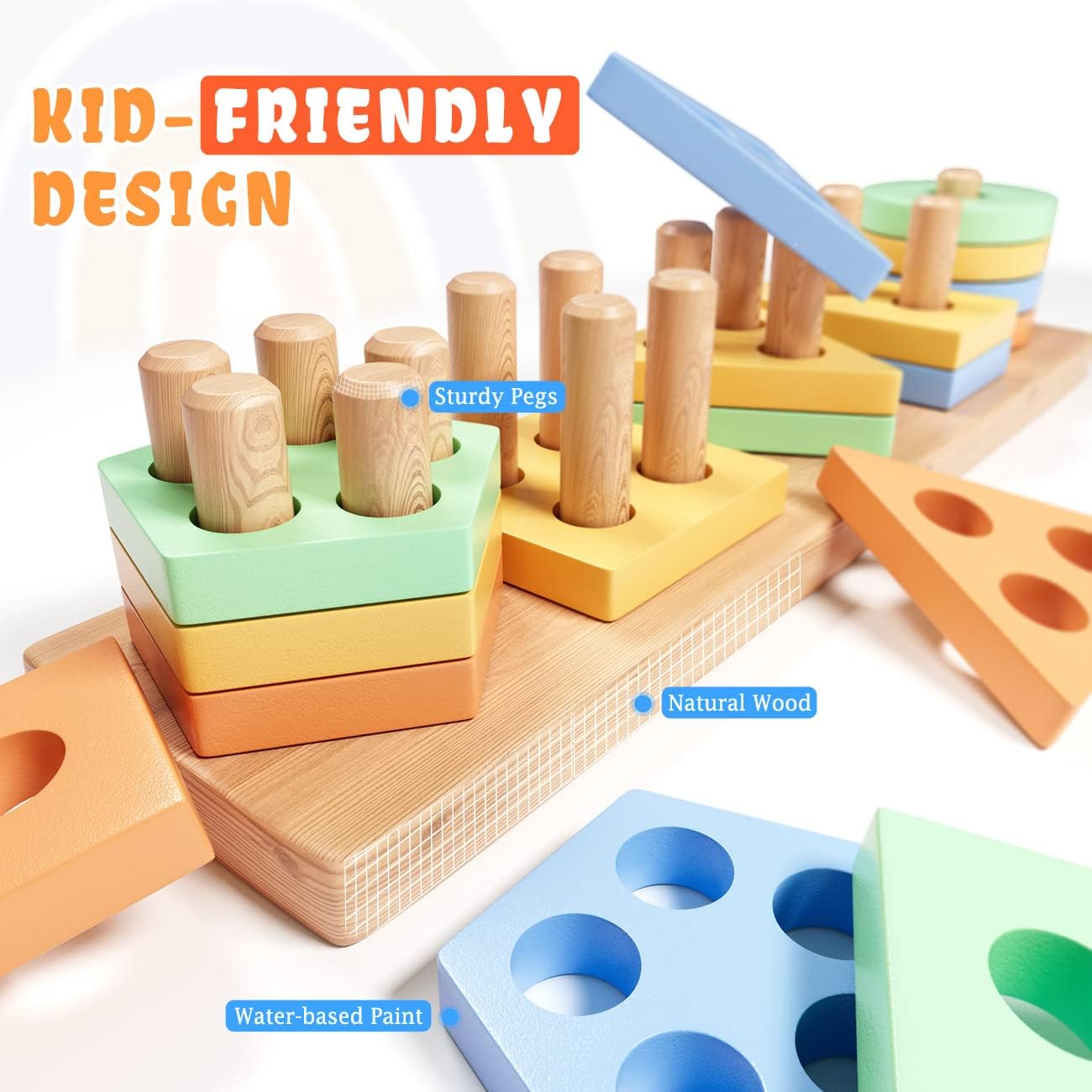 Detalle 2 de KmmiFF Wooden Shape Sorter Montessori Toy for 1–3 Years 🎲