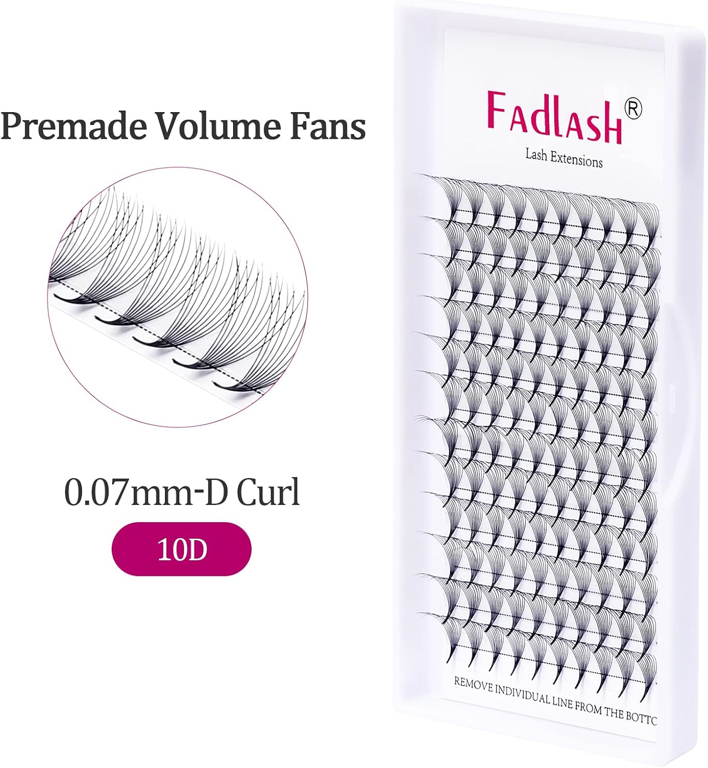 Detalle de Volume Lash Extensions - 10D Russian 0.07 D Curl 12mm Pre-Made Fan Lashes
