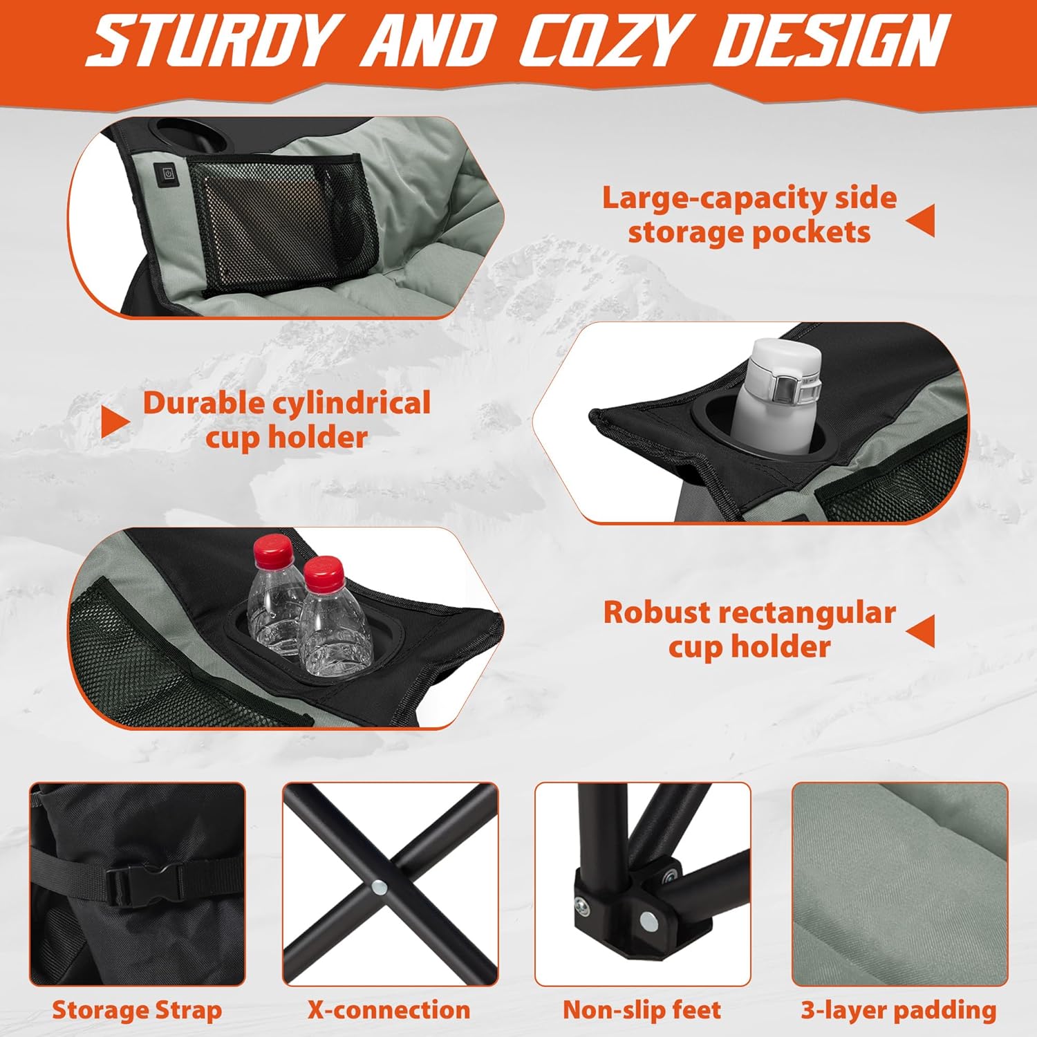 Thumbnail 6 de Youtanic Heated Camping Chair 500 lbs 🔥🏕