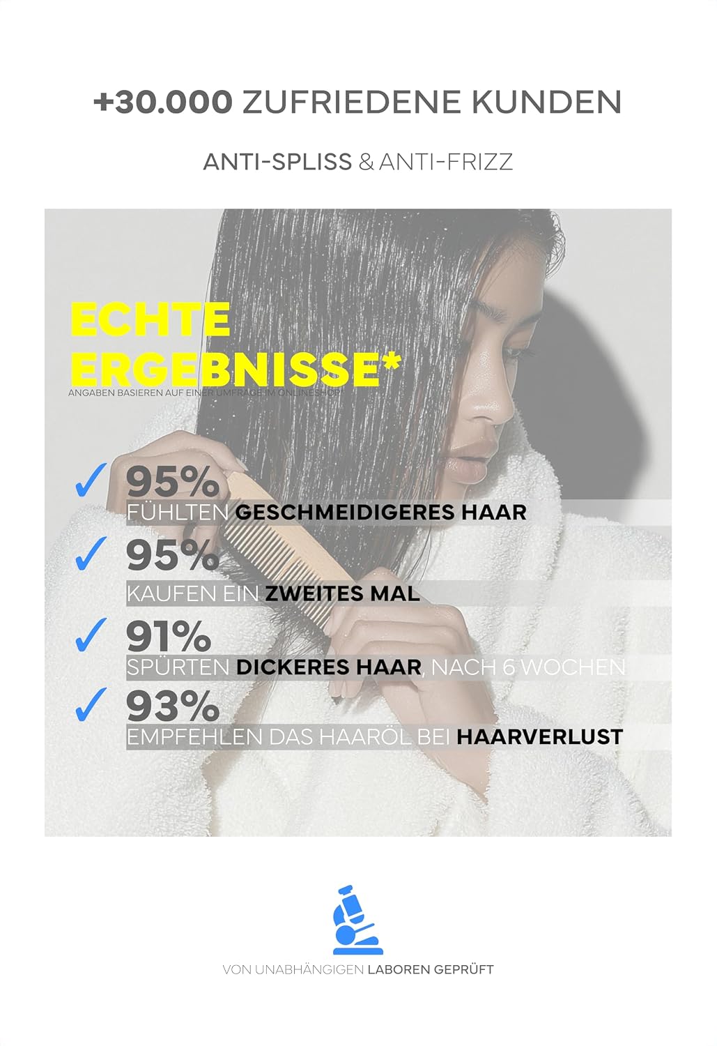 Detalle de BIO Haaröl – Pflegeöl für Haar & Kopfhaut mit Argan, Rizinus & Mandelöl (Rosmarin, Vitamin E) – vegan, silikonfrei