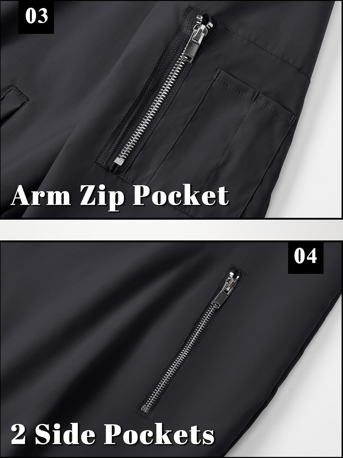 Detalle 2 de TACVASEN Herren Bomberjacke – leichte Übergangsjacke im Fliegerjacken-Stil mit Reißverschlusstaschen