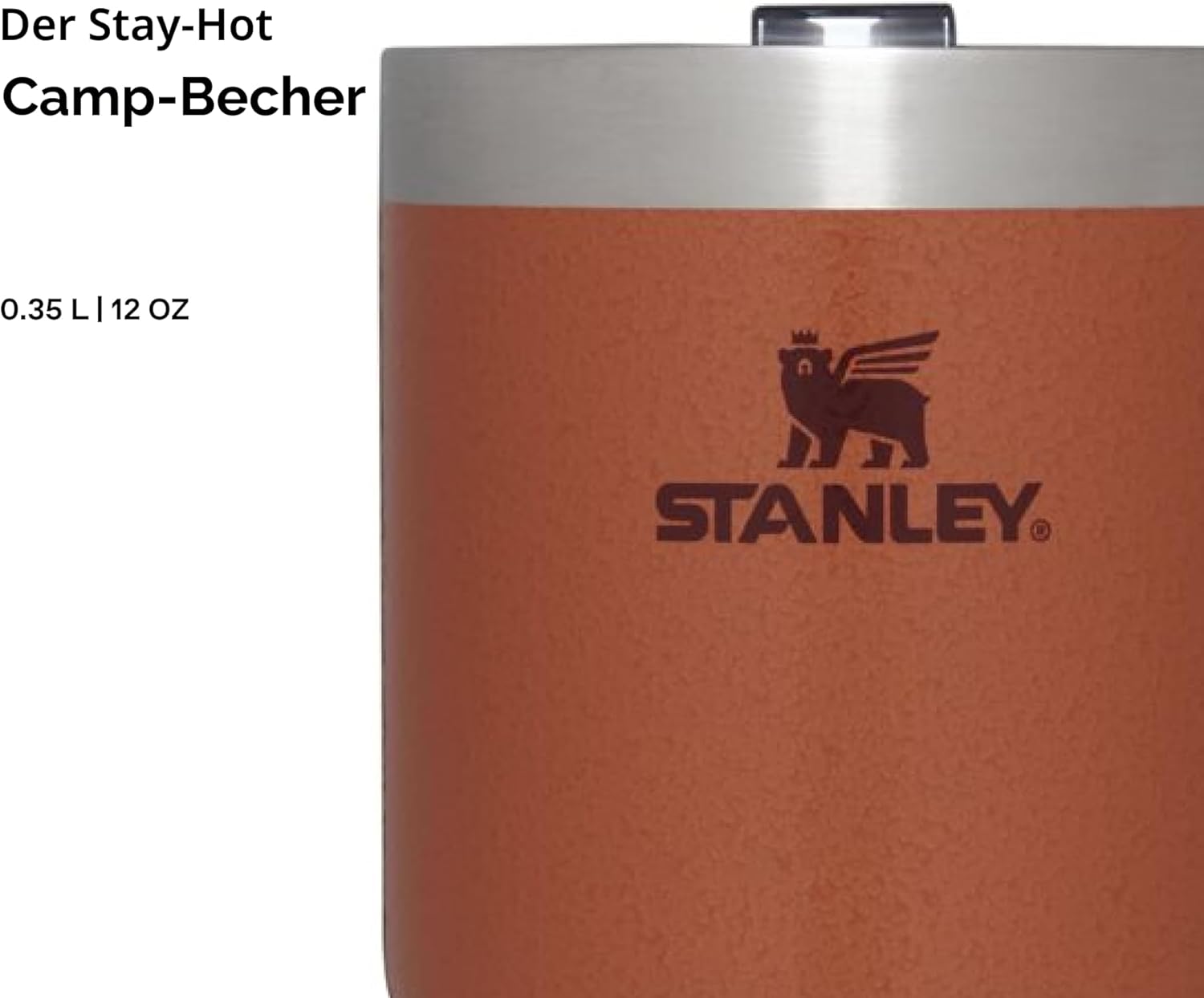 Detalle de STANLEY Classic Legendary Camp Mug Thermobecher 0,35 L – langlebig, spülmaschinenfest und BPA-frei