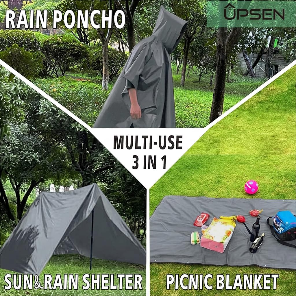 Thumbnail 6 de UPSEN Regenponcho Regenmantel – 2er-Set, wasserdicht, atmungsaktiv, EVA, für Damen und Herren