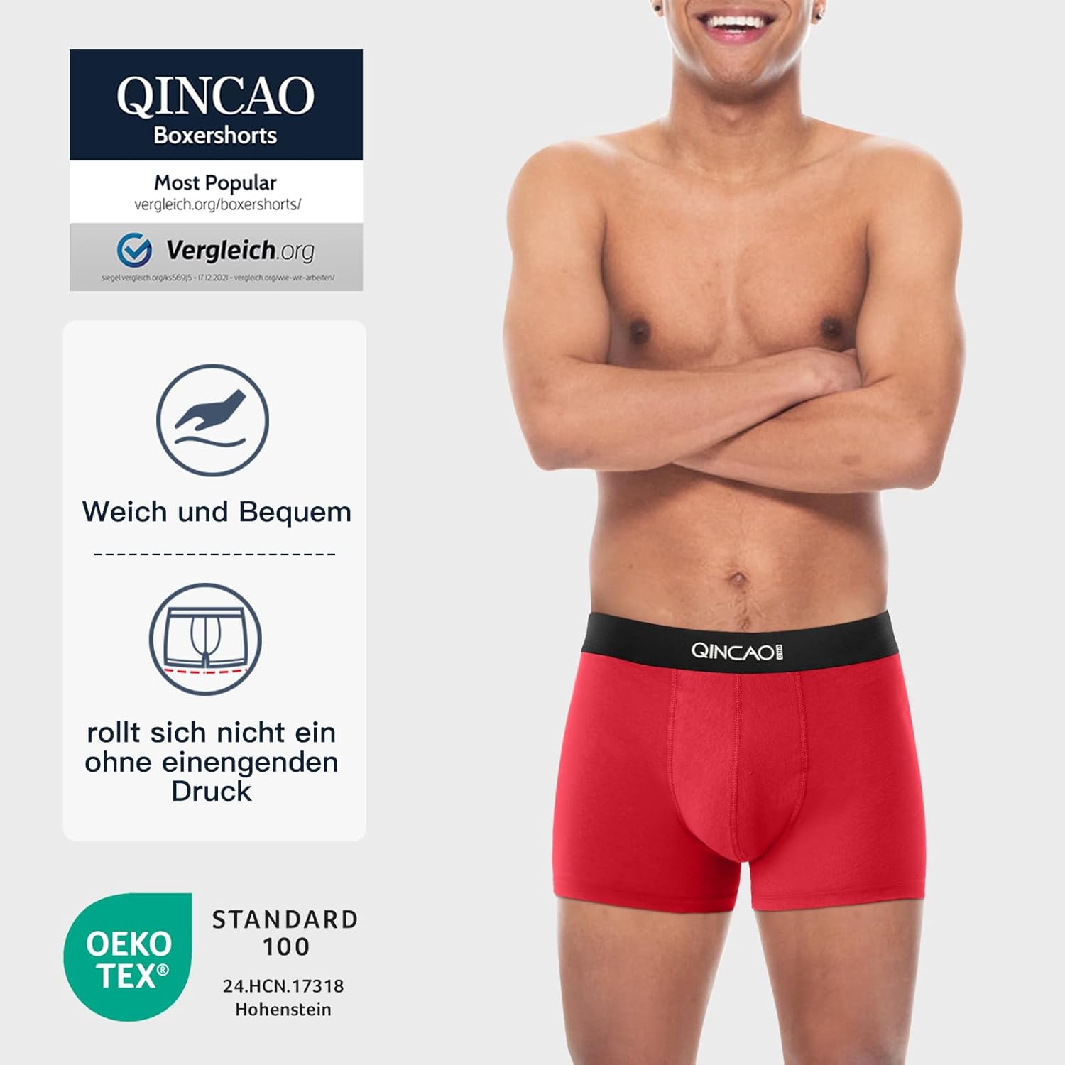 Detalle 2 de QINCAO Boxershorts Herren 7er Pack aus Baumwolle – Komfortabel, atmungsaktiv und nachhaltig verpackt